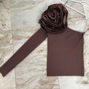 Zara one shoulder top with large flower detail